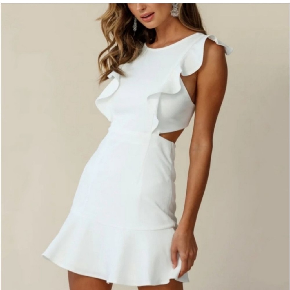 Selfie Leslie White  Ruffled Dress
